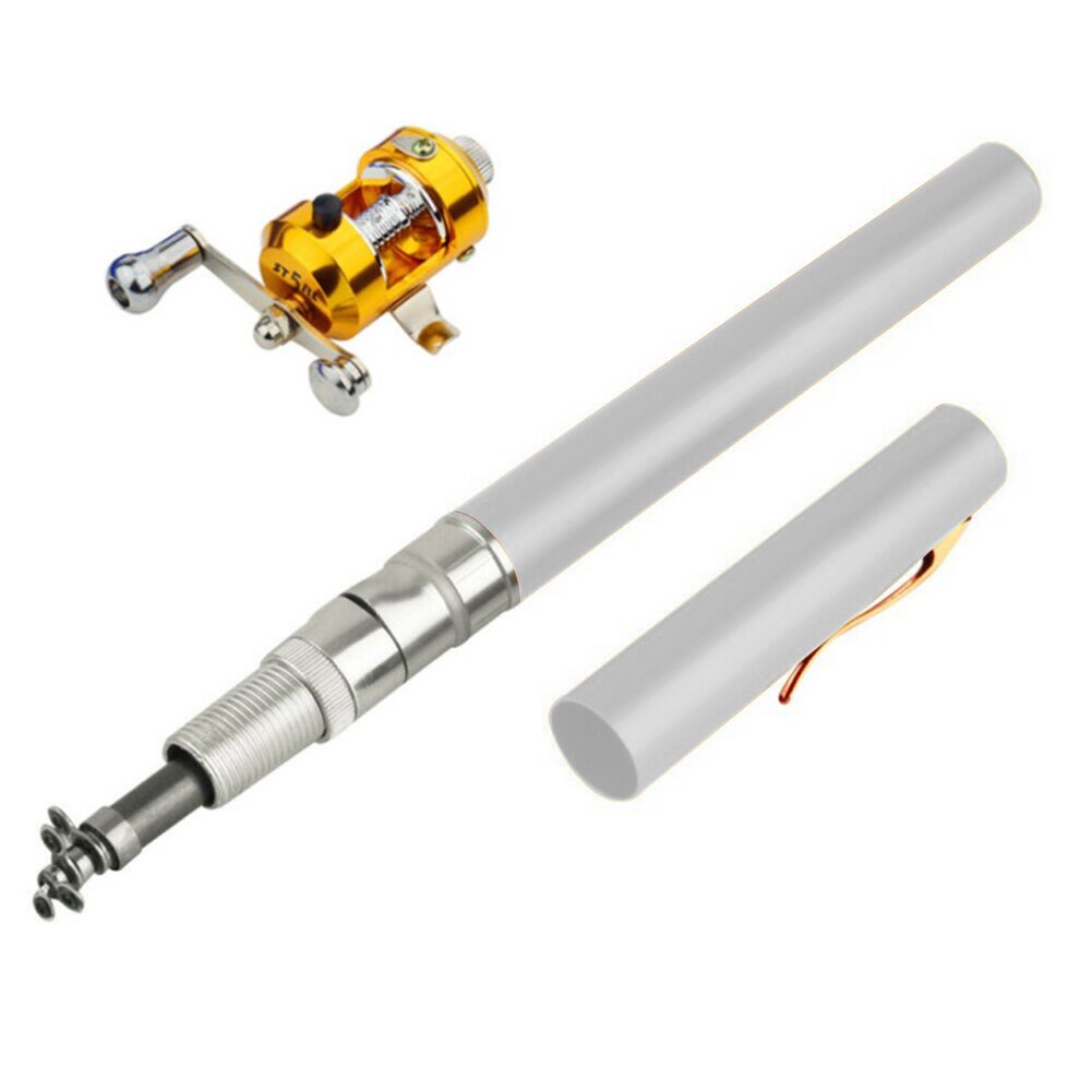 93cm Pen Shaped Fiberglass Ice Rock Fishing Rod Portable Lightweight Mini Telescopic Raft Fishing Pole Gear Tackle: Sliver