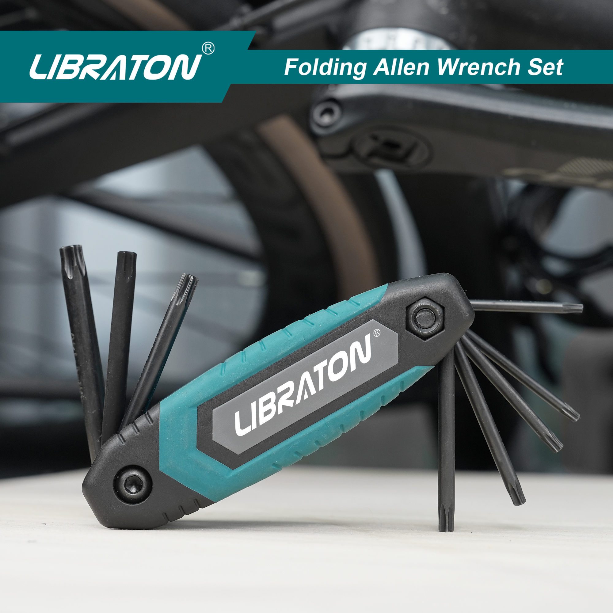 Libraton 8 en 1 clé hexagonale Torx pliante Allen poche clé étoile Portable Kit tailles T-9 à T-40 pour l'entretien des vélos