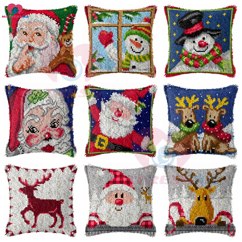 Cartoon Klink Haak Kits Kussen Diy Handgemaakte Gedrukt Canvas Kussen Klink Haak Kit Klink Haak Kleed Kerst Decor