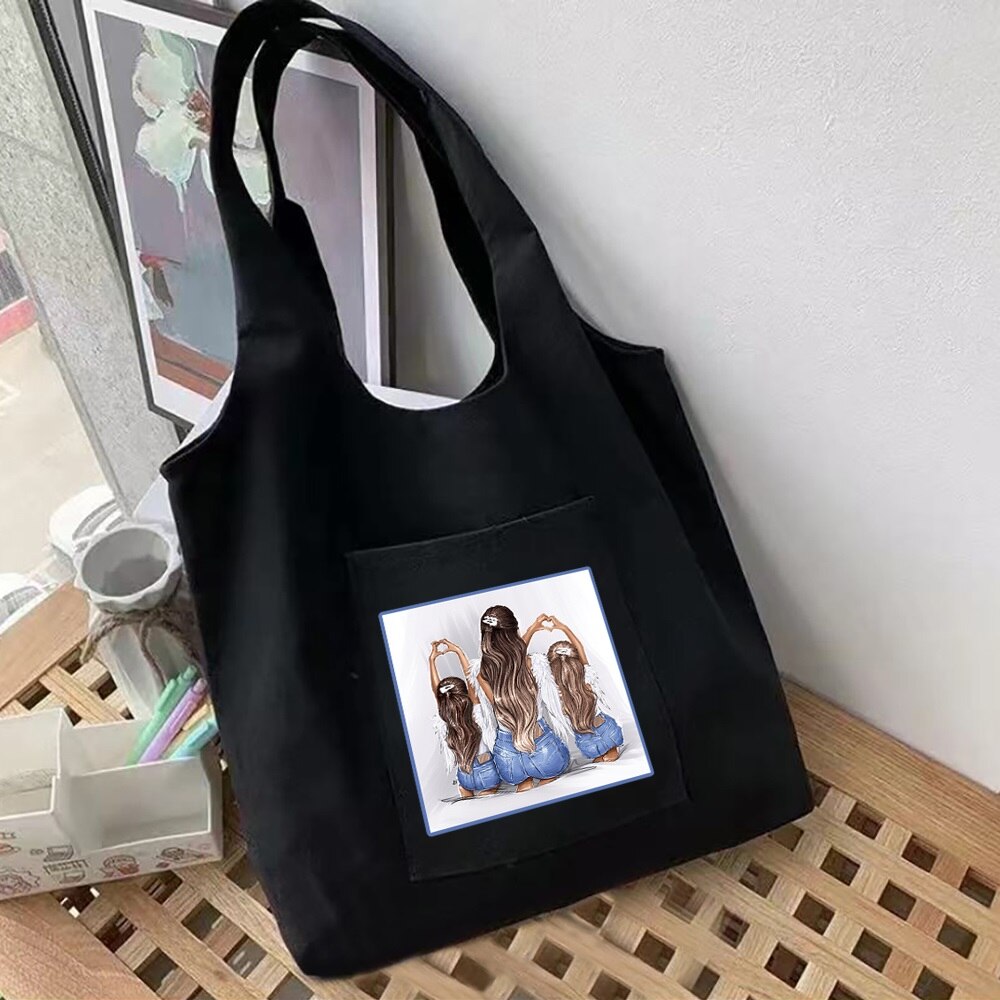 Canvas Tas Vrouwen Boodschappentassen Commuter Shopper Vest Bag Mom Serie Kruidenier Eco Handtassen Student Tote Bag Tassen Voor vrouwen: Mom 009
