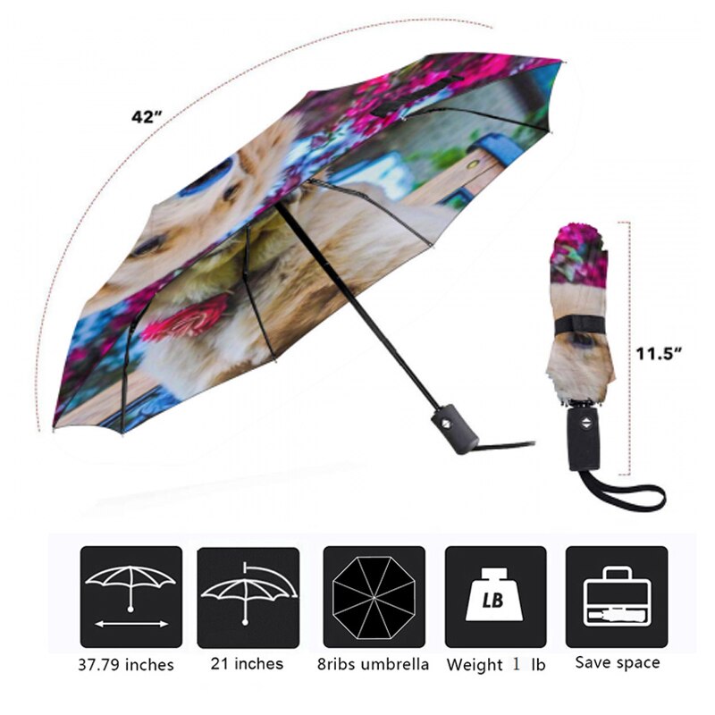 Sombrilla de automática para perro, sombrilla de Anti UV para mujer, sombrilla plegable para 3 personas, paraguas para niños lluviosos, para hombre