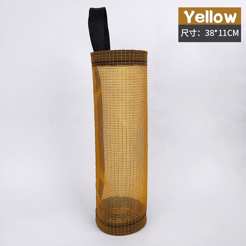 Colgador de cocina con gancho para puerta, estante de basura colgante de Metal, almacenamiento de bolsas de basura, estante de acero inoxidable para armario: YELLOW