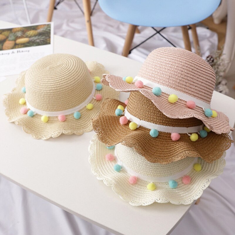Gorro para el sol niña niños sombrero de paja protector solar de verano linda princesa niñas hecho a mano playa sombreros mujer pescador Cap