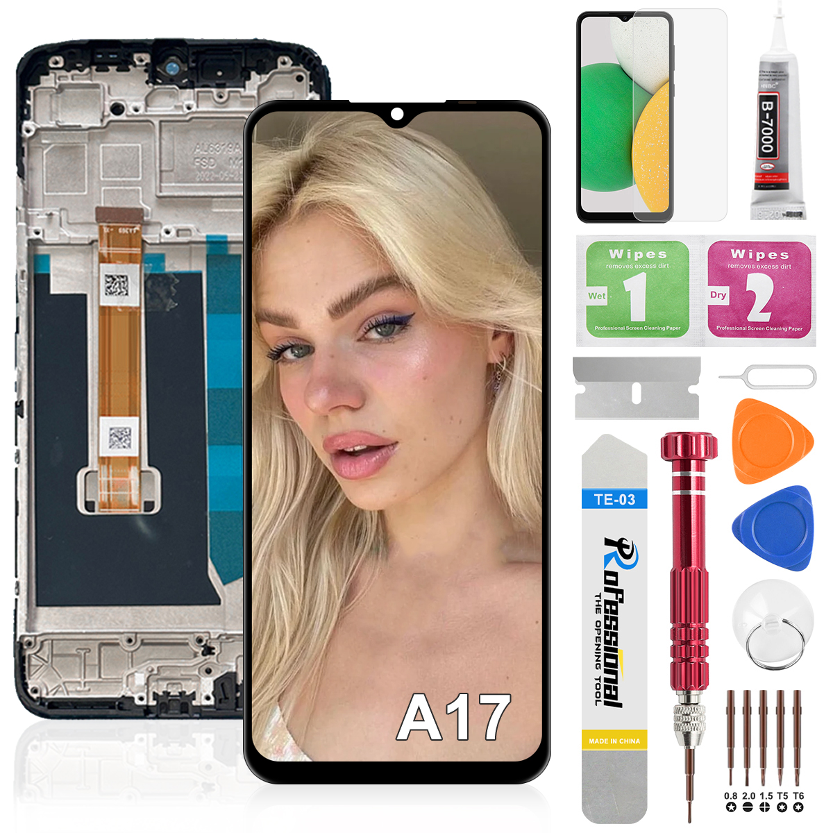 6.56 " til oppo  a17 a17k lcd-skjerm berøringsskjerm digitaliseringsenhet med ramme til oppo  a17 a17k cph 2477 cph 2471 lcd-erstatning