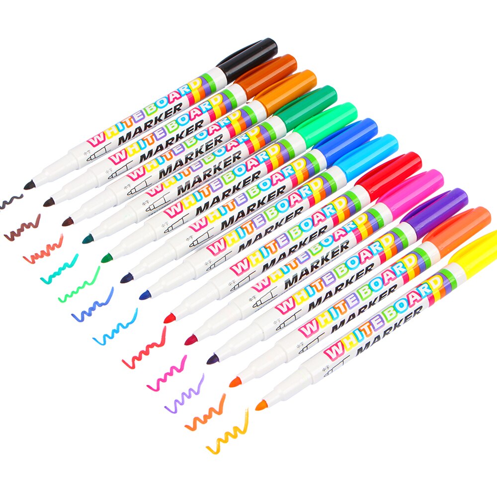 12 Kleuren White Board Maker Pen White Board Whiteboard Marker Vloeibare Krijt Uitwisbare Glas Keramiek Maker Pen Wissen