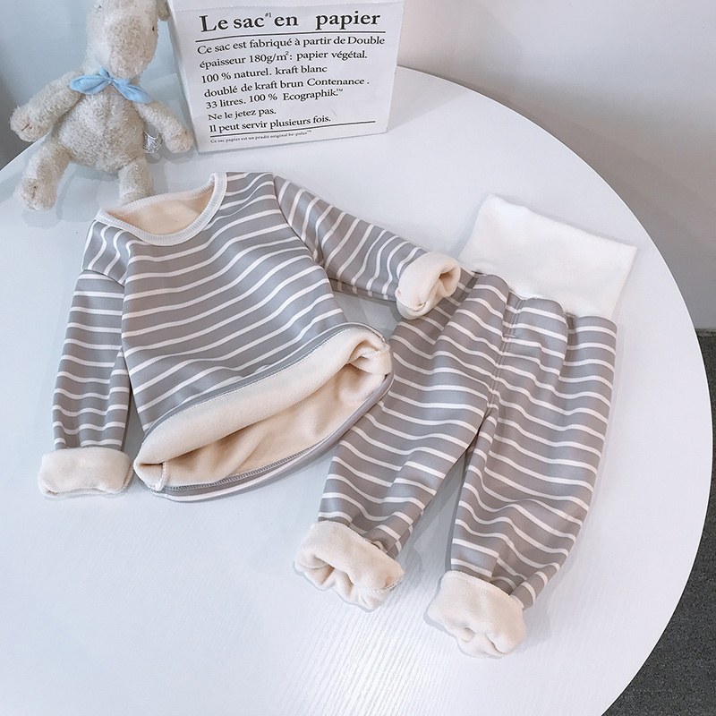 Pigiama a righe per bambini inverno caldo abbigliamento per bambini pigiami per ragazzi pigiami a maniche lunghe in cotone + pantaloni 1-4 anni