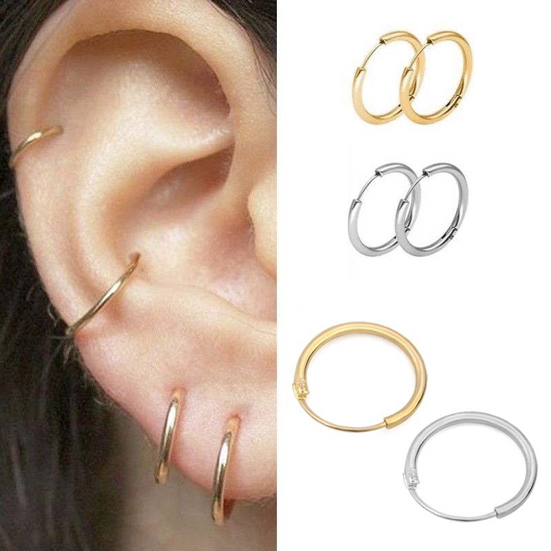 3 Pair/Set Women Girl Simple Round Circle Small Ear Stud Earring Punk Hip-hop Earrings Accessories Jewelry 3 Size