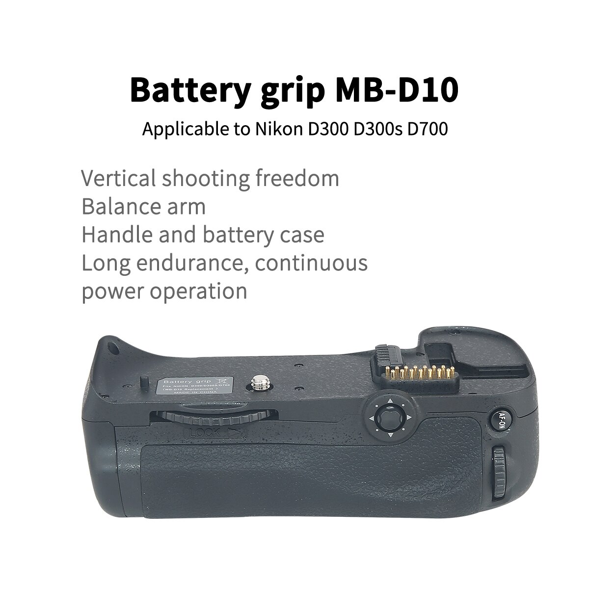 MB-D10 Vertical Battery Grip Multi-Power Battery Pack for Nikon D300 D300S D700 Camera Replace MB-D10