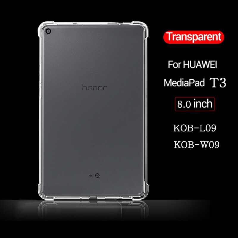 Shockproof Silicone Case for Huawei MediaPad MatePad T3 T5 T8S M3 M5 M6 Lite 8.0 8.4 10.1.8 Transparent Rubber Flexible Bumper: Huawei-T3 8.0