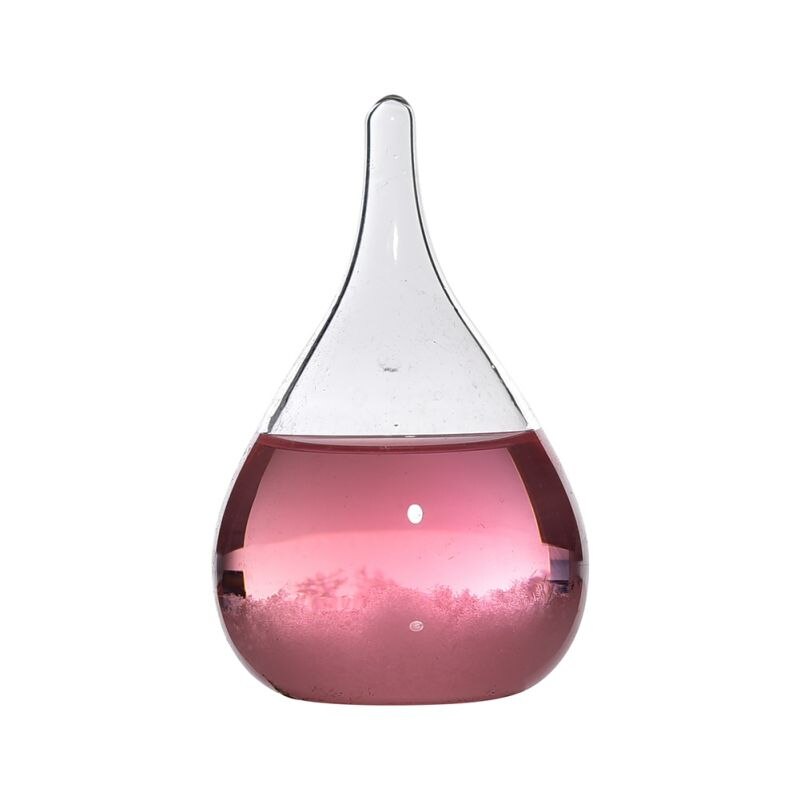 Christmas Stylish Desktop Weather Forecast Water Glass Bottle Barometer Bottles Weather Desktop Weather Forecast Tool: Pink