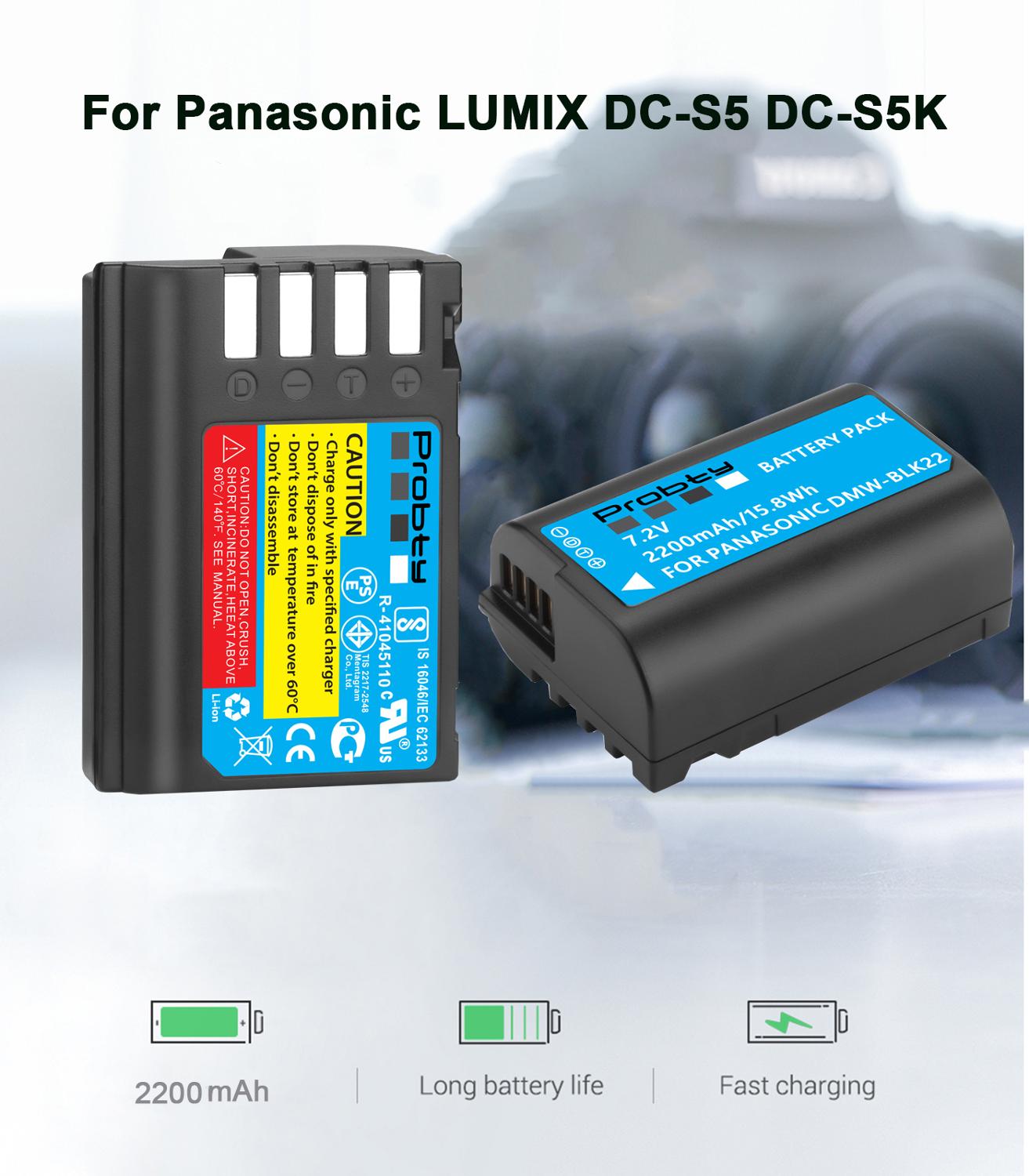 DMW-BLK22 DMWBLK22 BLK22 batería para Panasonic LUMIX DC-S5 DC-S5K o LED cargador