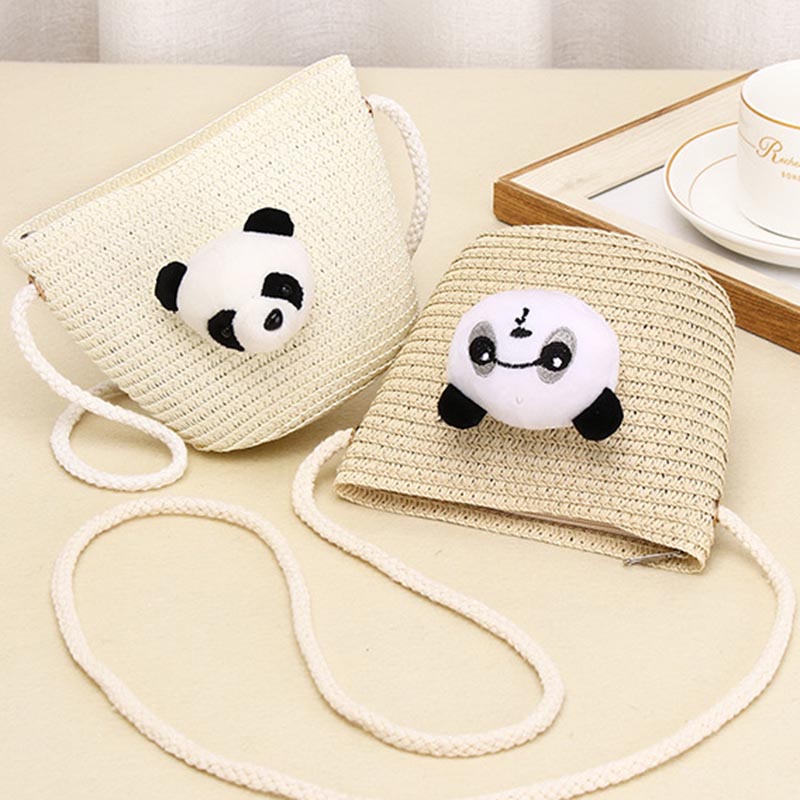 10 Kleuren Kinderen Meisjes Schoudertas Leuke Panda Stro Messenger Bag Kids Sleutels Portemonnee Schattige Prinses Mini Handtas