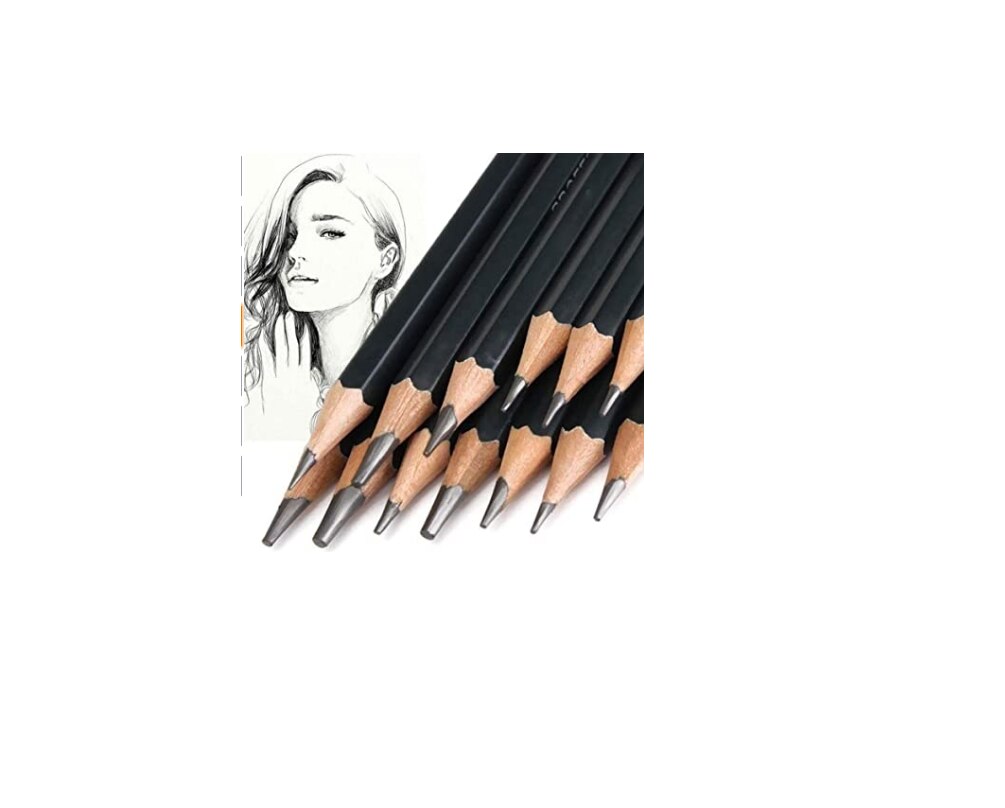 12 Sketching Pencils Drawing Set Graphite Pencils for Artist,Beginner,Student,Kid （12 Pencils + Eraser + Shapener）