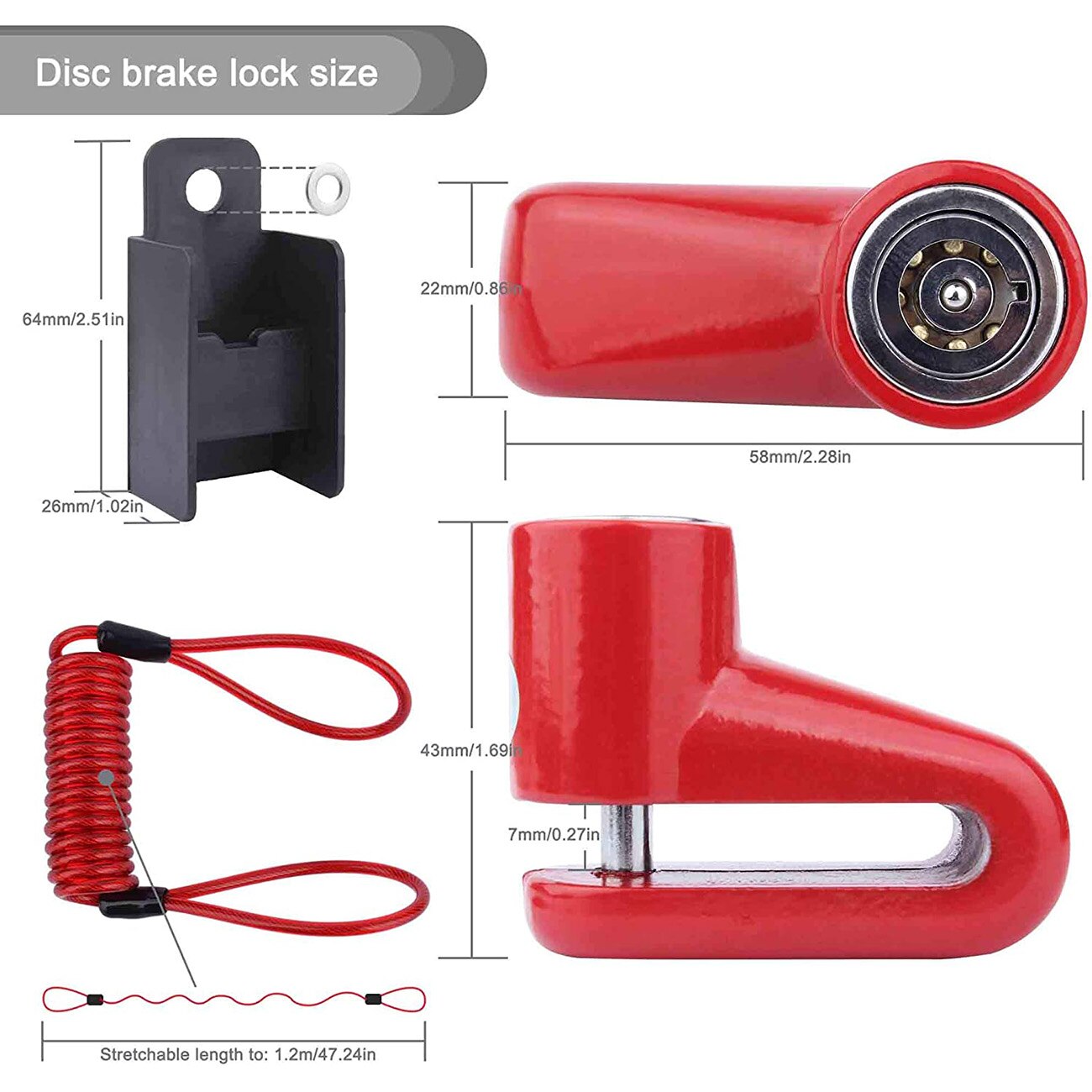 Anti-theft Lock Electric Scooter Wheels Disc Brakes Lock with Steel Wire Cycling Bicycle mountain bike disc lock