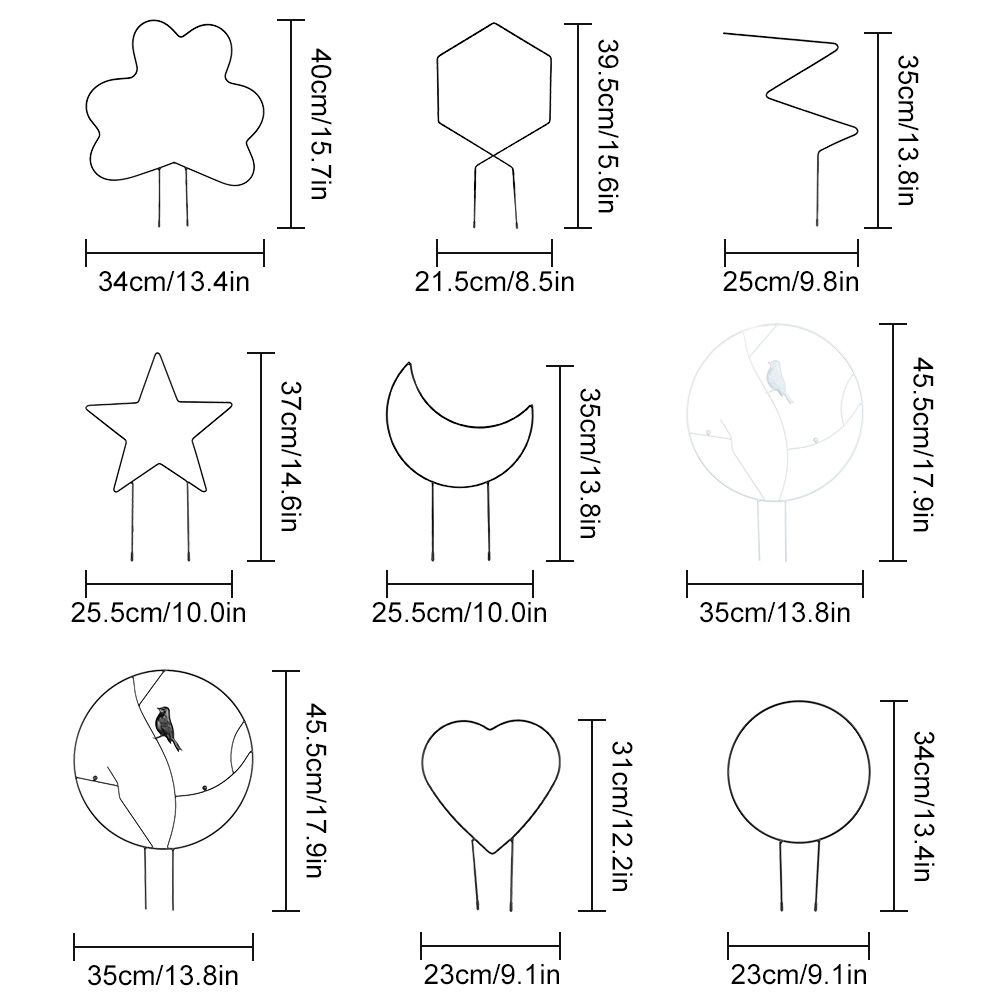 Garden Plant Support Climbing Frame Multi-shaped Iron Art Metal Indoor Outdoor Fixing Rod Garden Modeling