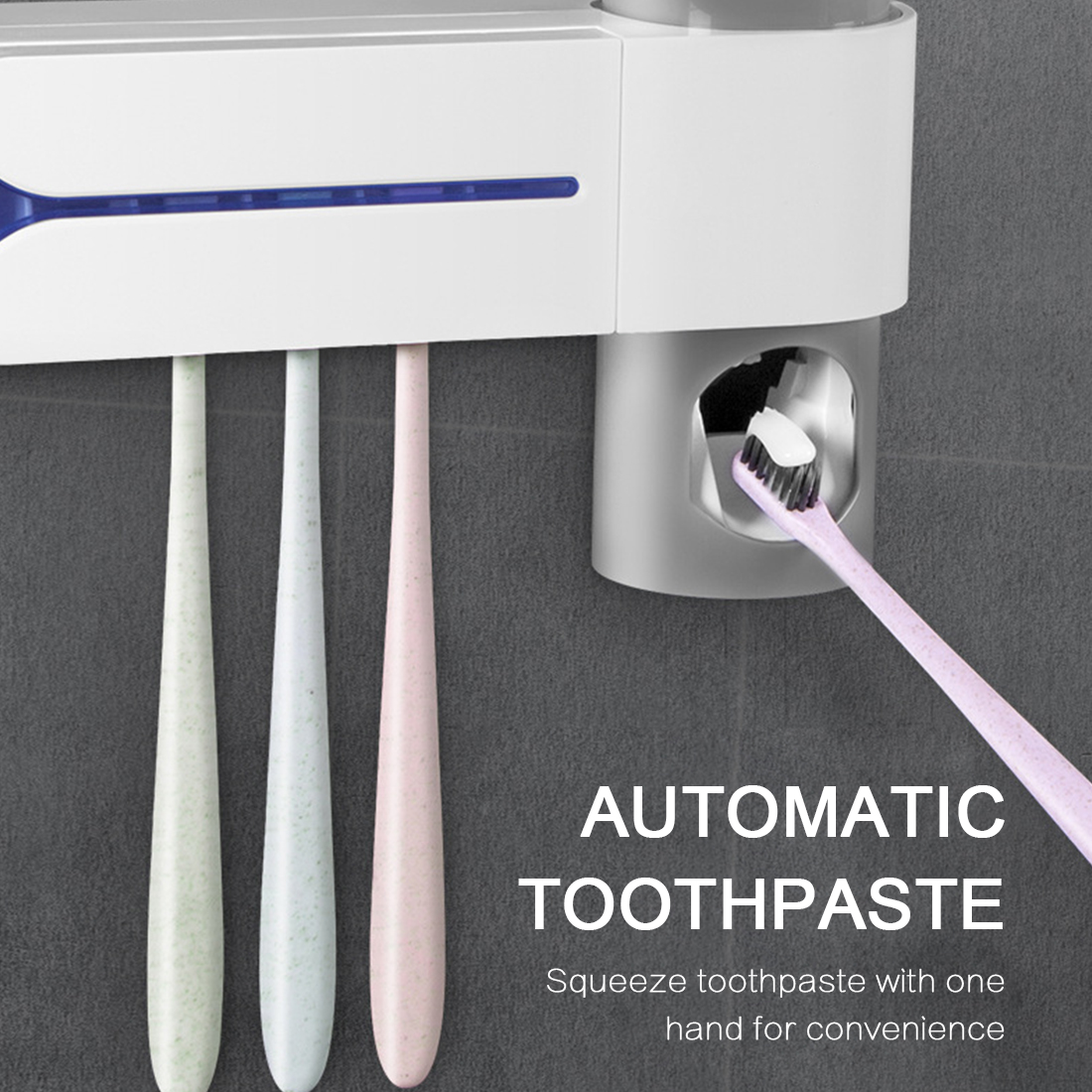 Antibacteria 2 in1 UV Light Ultraviolet Toothbrush Holder Automatic Toothpaste Squeezers Dispenser Home Bathroom Accessories Set