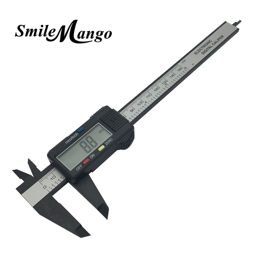 Micrómetro electrónico Digital de fibra de carbono, calibrador Vernier, 6 pulgadas, LCD, 150mm,