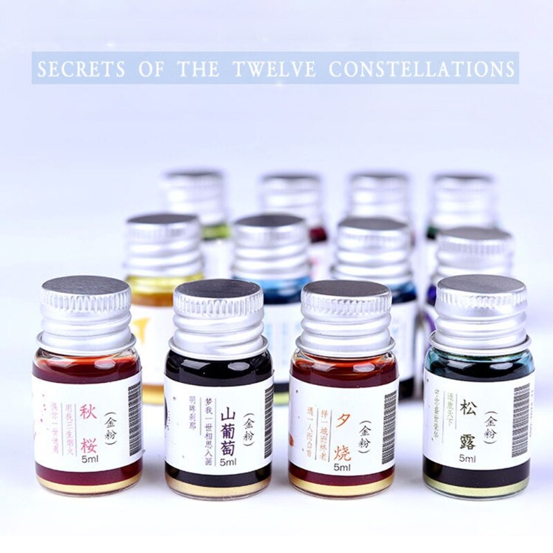 5ml Gold Powder Colorful Fountain Pen Ink Non-carbon Refilling Inks Student Stationery School Office Supplies