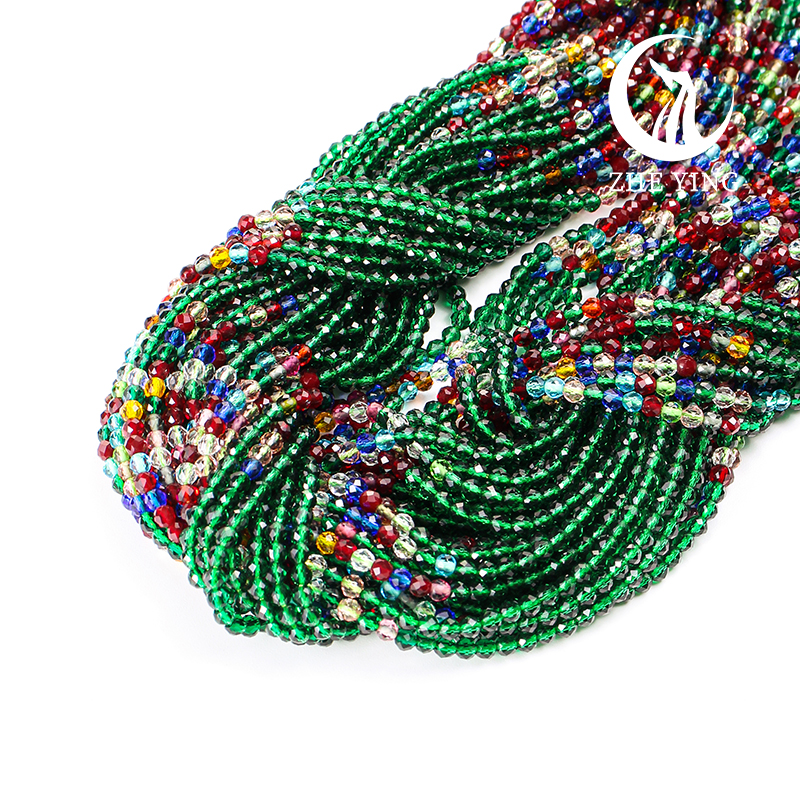 Zhe Ying 10 Strands/lot Gradient Fuchsia Ruby Color Bead Hydro Faceted Crystal Glass Beads for Bracelet DIY Jewelry Accessories: dark green