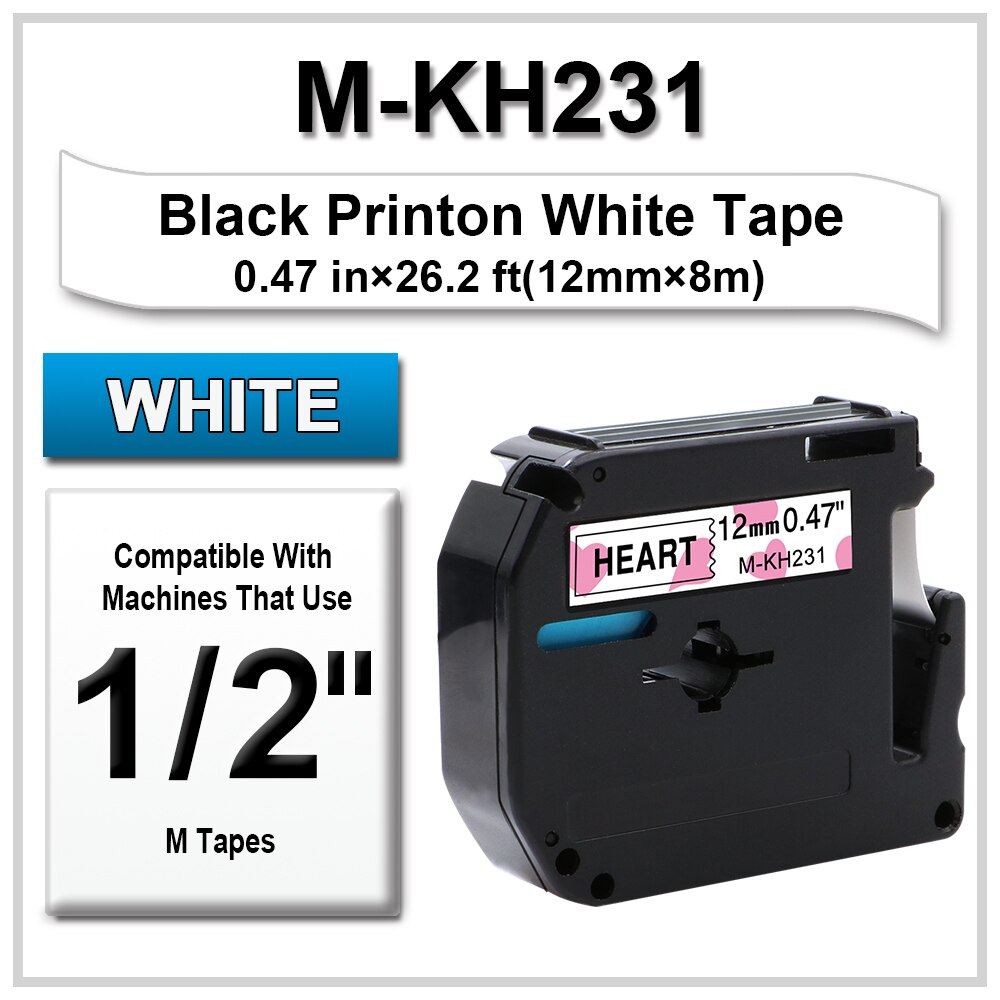 Fimax M-K231 M-K221 Compatible for brother MK231 MK 231 black on white 9mm 12mm laminated strong adhesive label tape PT-80 PT-70