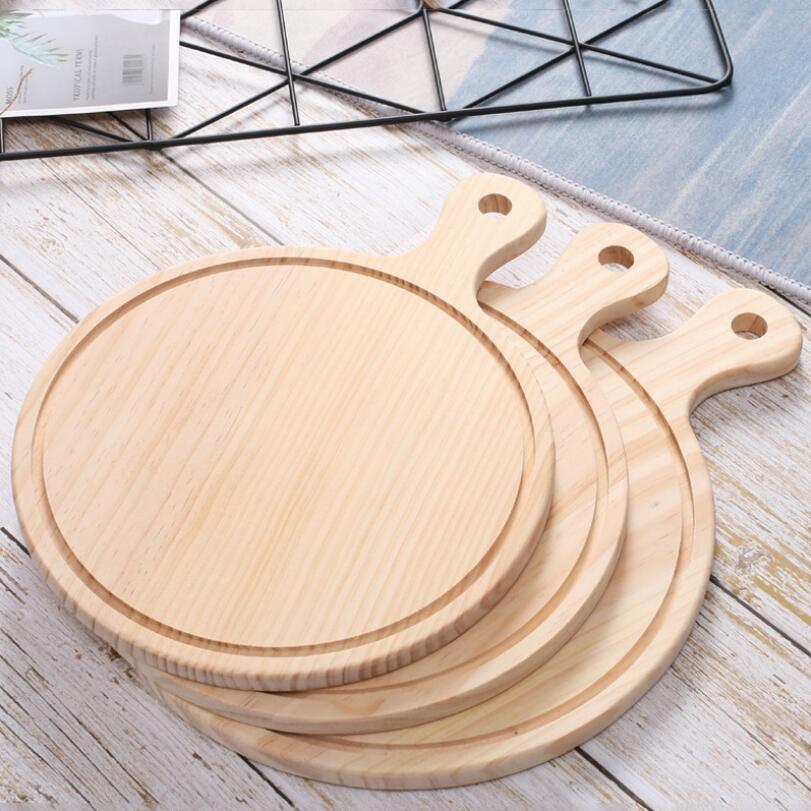 Restaurant Coffee Shop Round Pizza Tray 8/10/12/14 Inch Wooden Bread Pan Plate Wooden Kitchen Supplies