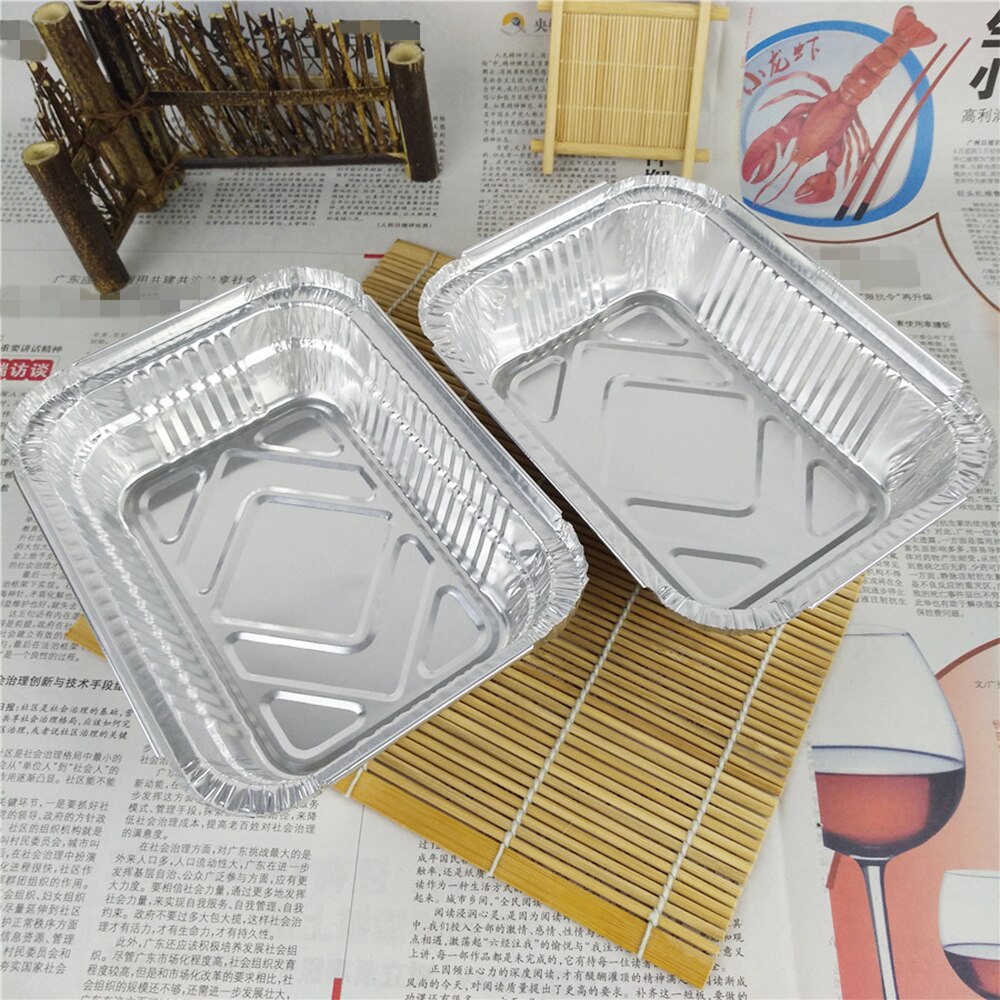 20 piezas caja de aluminio reutilizable para barbacoa de 650ml, caja para almuerzo de hojalata, bandeja para goteo de grasa, bandeja de exterior para cocinar, bandejas de revestimiento