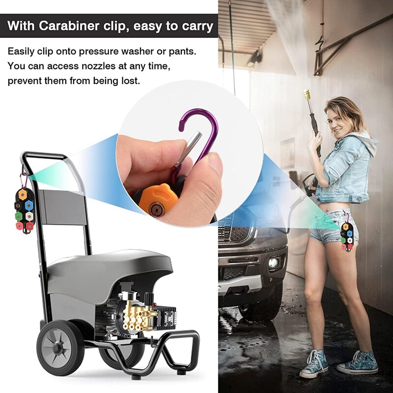 Pressure Washer Tips Set Of 7 With Nozzle Holder, Power Washer Nozzle Tips For Foam Cannon, 1/4 Inch Quick Connect