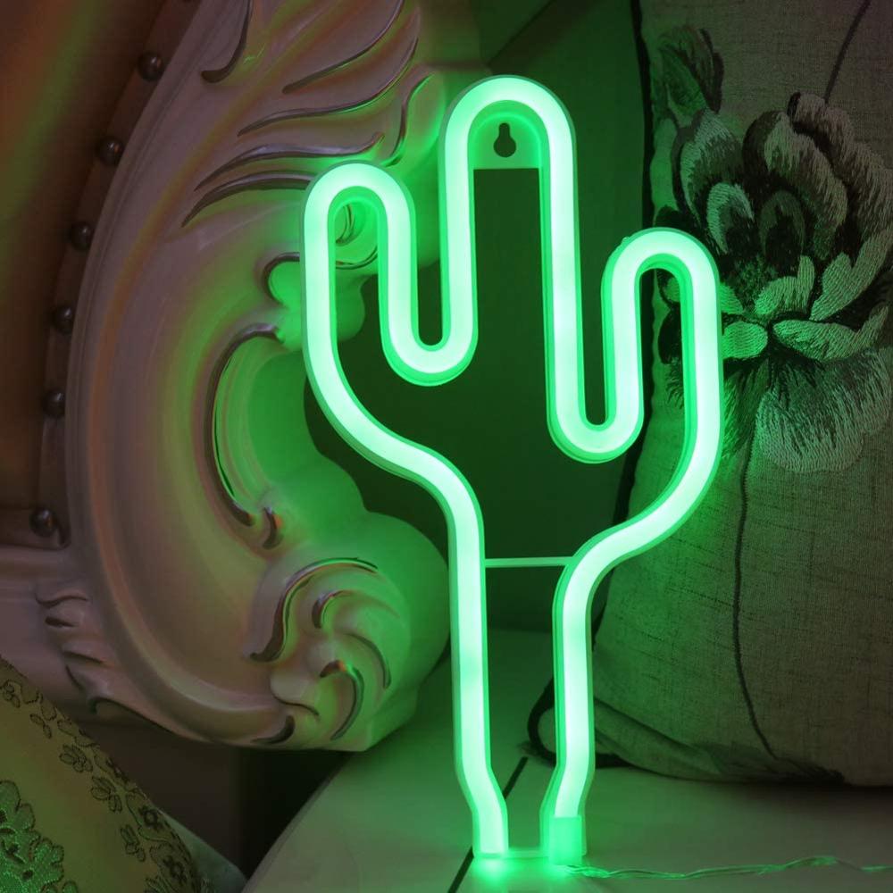 Vihreä kaktus neon valokyltit led koristeet valot akku- ja usb-käyttöiset kaktuslamput neonkyltit syttyvät lastenhuone makuuhuone