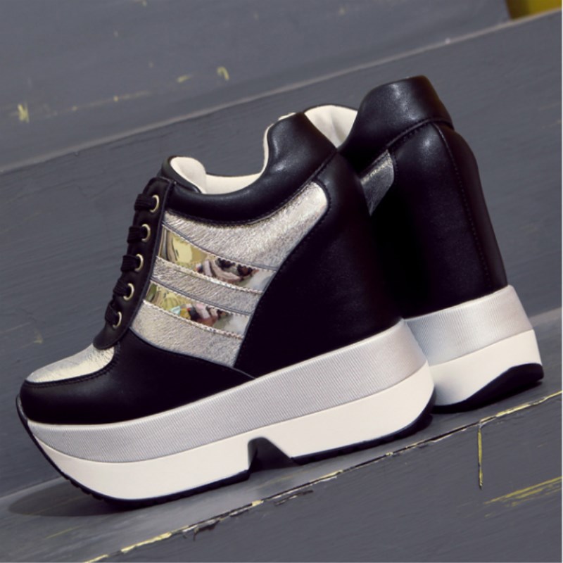 Herfst dames hoge platform schoenen hoogte verhogende casual schoenen 12 cm dikke zool sneakers ademende schoenen dames sneakers
