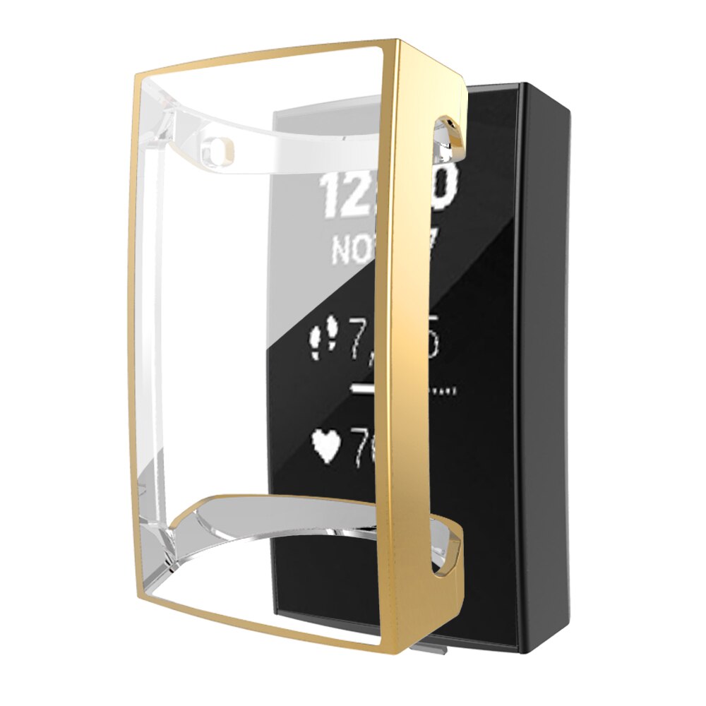 Tpu Screen Protector Case Voor Fitbit Lading 4 3 Horloge Cover Charge4 Flexibele Bumper Krasbestendig Lichtgewicht Dunne Shell: Gold / For Charge 3