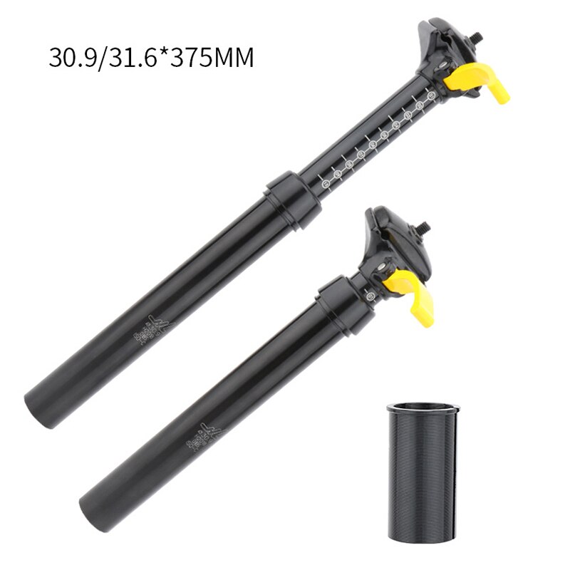 Zoom – tige de selle hydraulique de vélo vtt, 30.9/31.6x375mm, Type de Suspension, Tube de siège de levage à Absorption des chocs avec télécommande interne