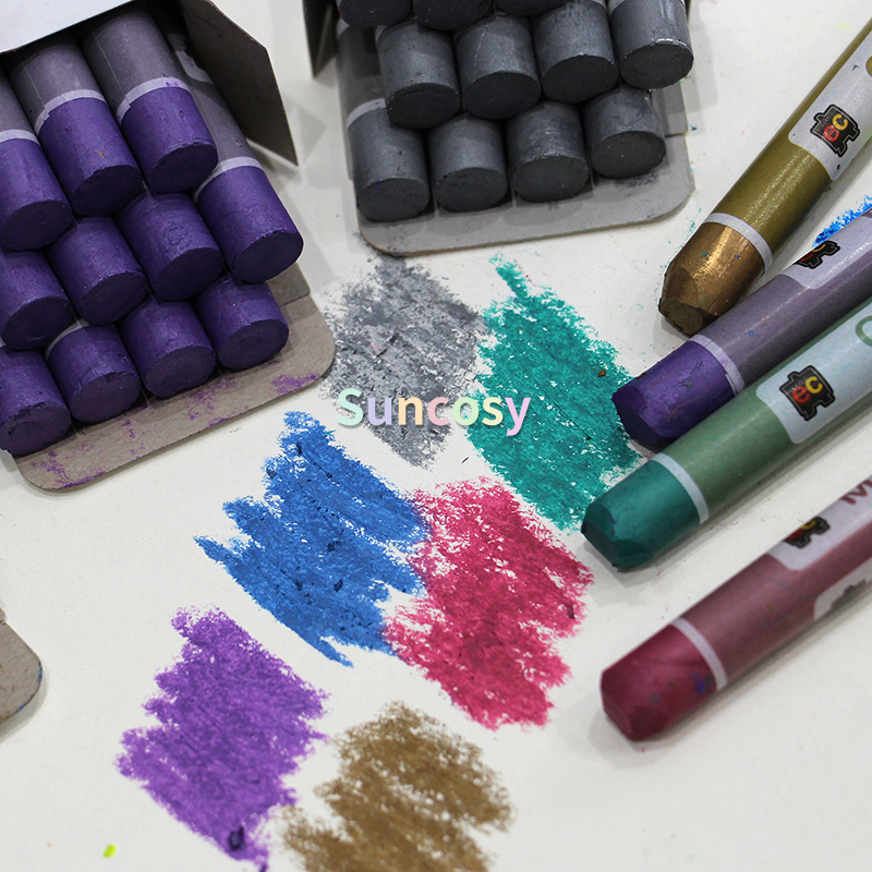 Metallic fluorescent oil painting stick monochrome pastel sticker,bright pearlescent texture painting dazzling bright color