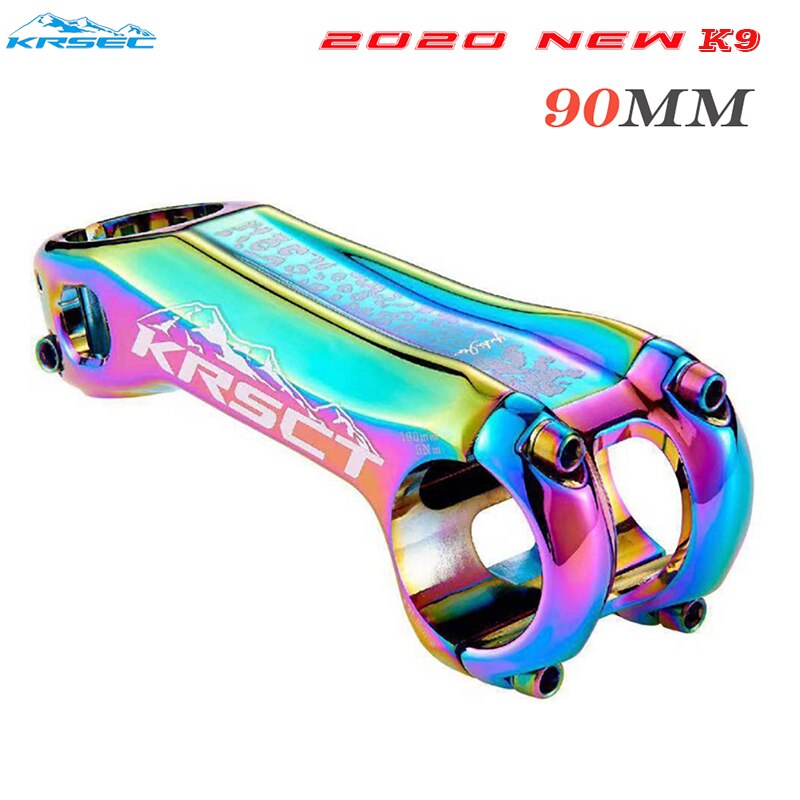 KRSCT Bicycle Stem CNC Handlebar Stem Road Mountain Bike MTB Stem -20Degree 28.6*31.8mm 80/90/100mm Bicycle Handlebar Parts: Rainbow 90mm