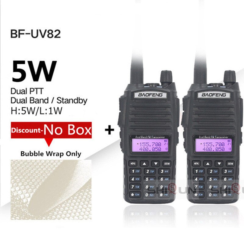 2 stücke UV-82 5W 8W Walkie Talkie Optional Baofeng Radio UV82 Dual PTT Zwei Weg Radio Dual Band UHF VHF Radio 10 KM Baofeng UV-82 HP