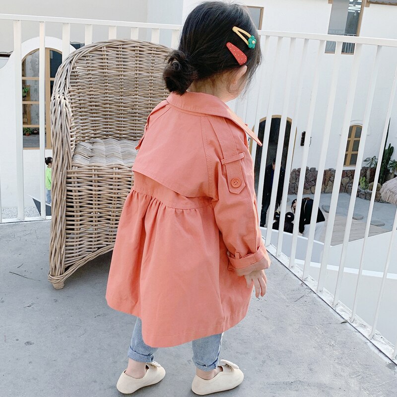 Meisjes Trenchcoat Baby Kids Lente Herfst Winddicht Jas Kinderen Dubbele Borst Knop Windjack 1-8T meisje Uitloper