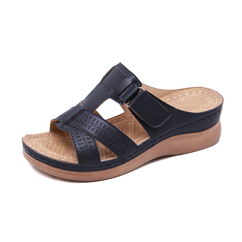 Newly Women Premium Orthopedic Open Toe Sandals Vintage Anti-slip Breathable for Summer YA88: black / 38