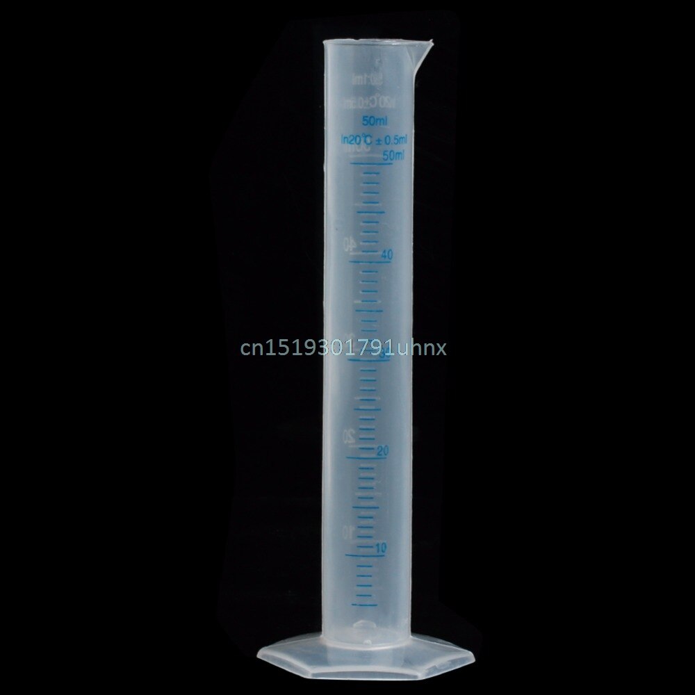 50ml Laboratory Liquid Trial Test Tube Jar Tool Plastic Measuring Graduated Cylinder