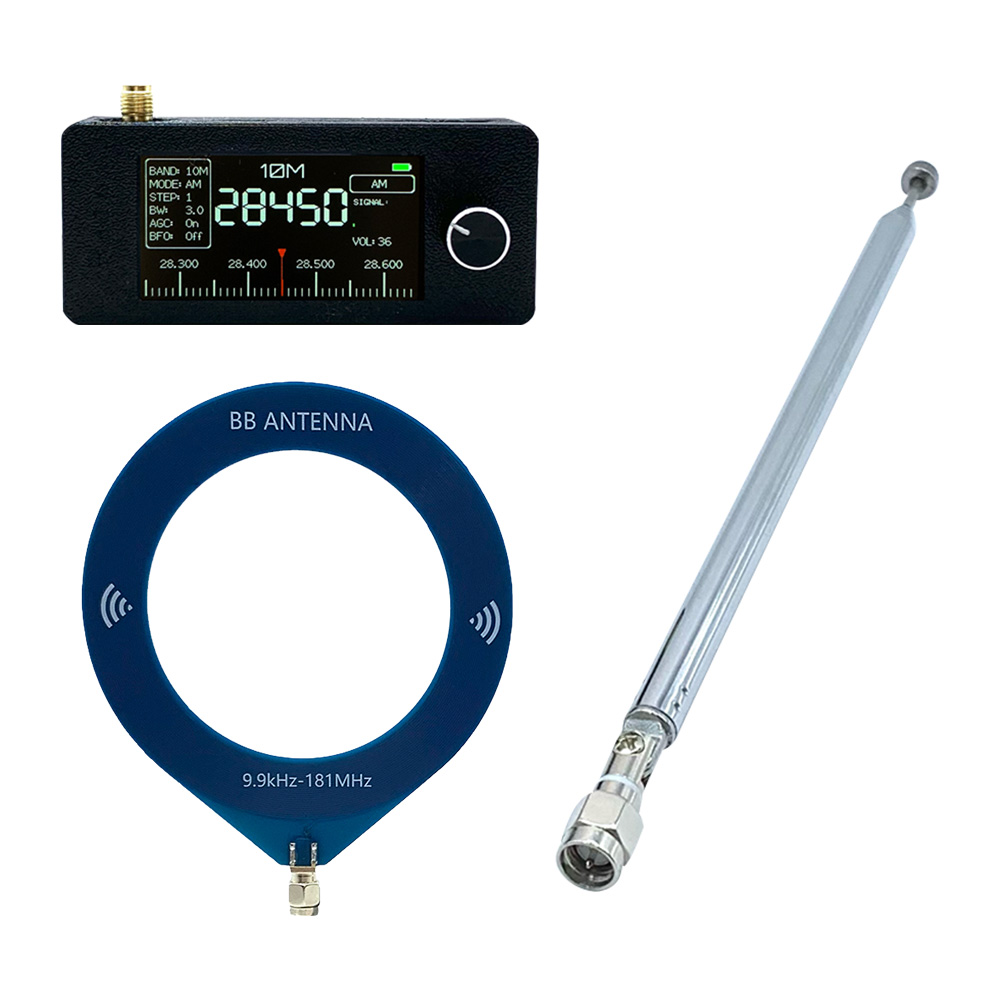 SI4732 0.5-108 mhz Radio portatile LSB USB AM FM Mini radio tascabile Schermo IPS da 1,9 pollici HF SW MW VHF Radio con antenna ad anello: green