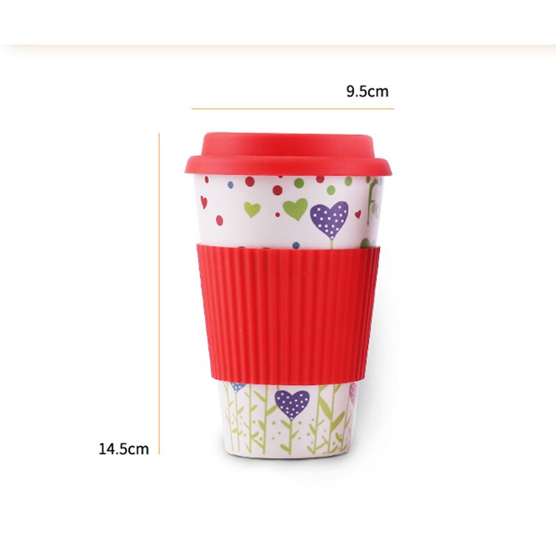 400ml Eco-Friendly Bamboo Fiber coffee mug with chinese painting reusable Anti-scalding Milk tea travel mugs and cups e