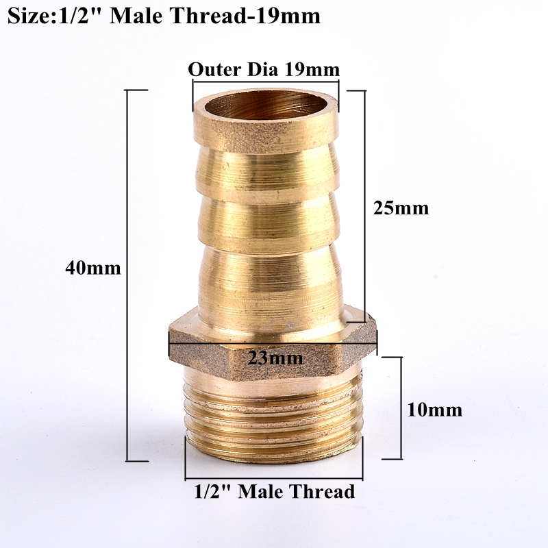 1/2” Male Thread To 6~25mm Brass Pipe Fittings Hose Connector, Garden Watering Irrigation Pagoda Joint Copper Coupler Adapter: black / 1/2''