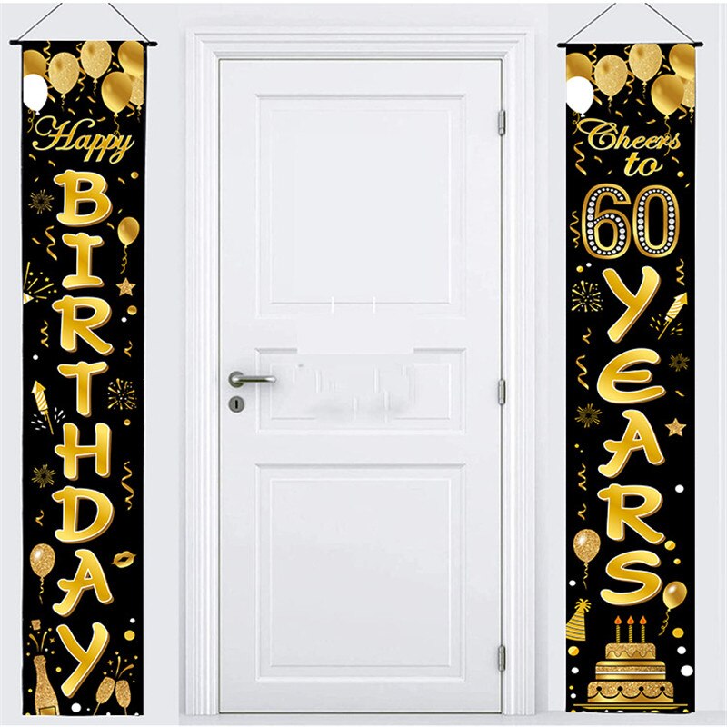 Happy Birthday Door Curtain 30 Birthday Party Decorations Anniversary Party Adult 30 40 50 60 70 80 Year Birthday Couplet Flag