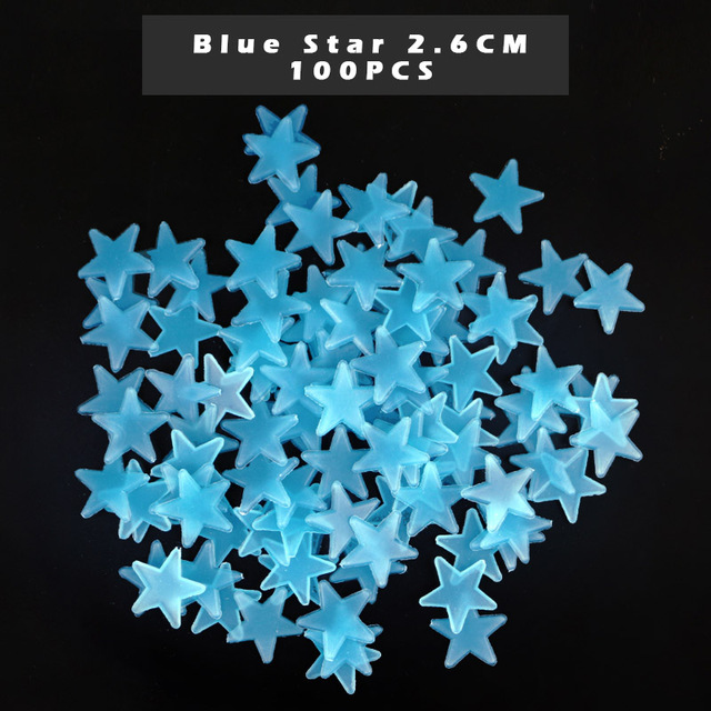 Fluorescent Luminous Kids Bedroom Storage Rooms Star Children's Glow in the Dark Toys Sticker Adhesive Sticker: Little Stars Blue