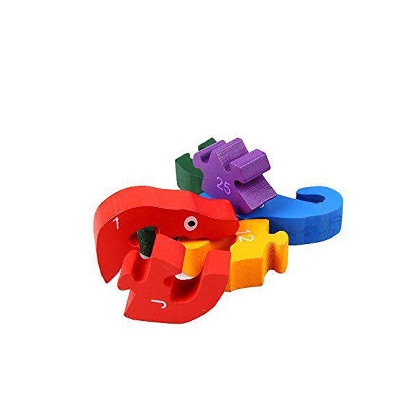 Baby børn børn trælegetøj alfabet nummer bygning puslespil slange form sjovt digitalt puslespil pædagogisk legetøj