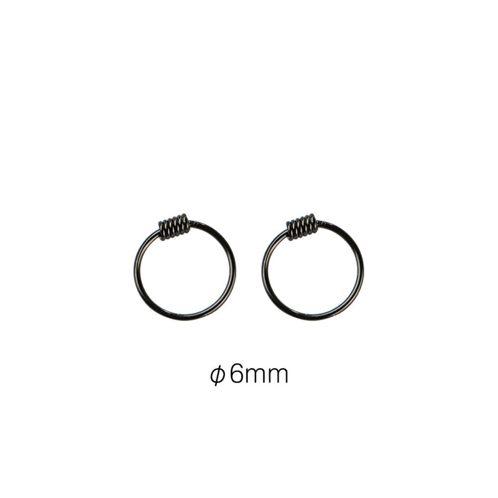 Pendientes pequeños de Aro para hombre y mujer, aretes de aro simples de 6mm, 9mm y 11mm, antialérgicos, Unisex, Pendiente de círculo, anillo de hueso del oído: Black 6mm