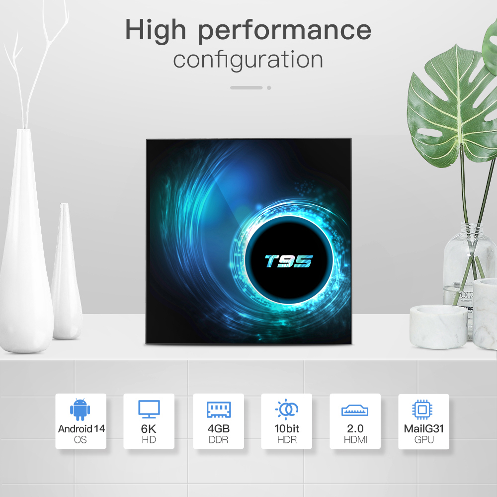 Original T95 Android 10 TV Box Bluetooth 5.0 2.4G & 5G Wifi 128GB ROM 3D Video 6K Quad Core Set Top Box Media Player PK X98 Plus
