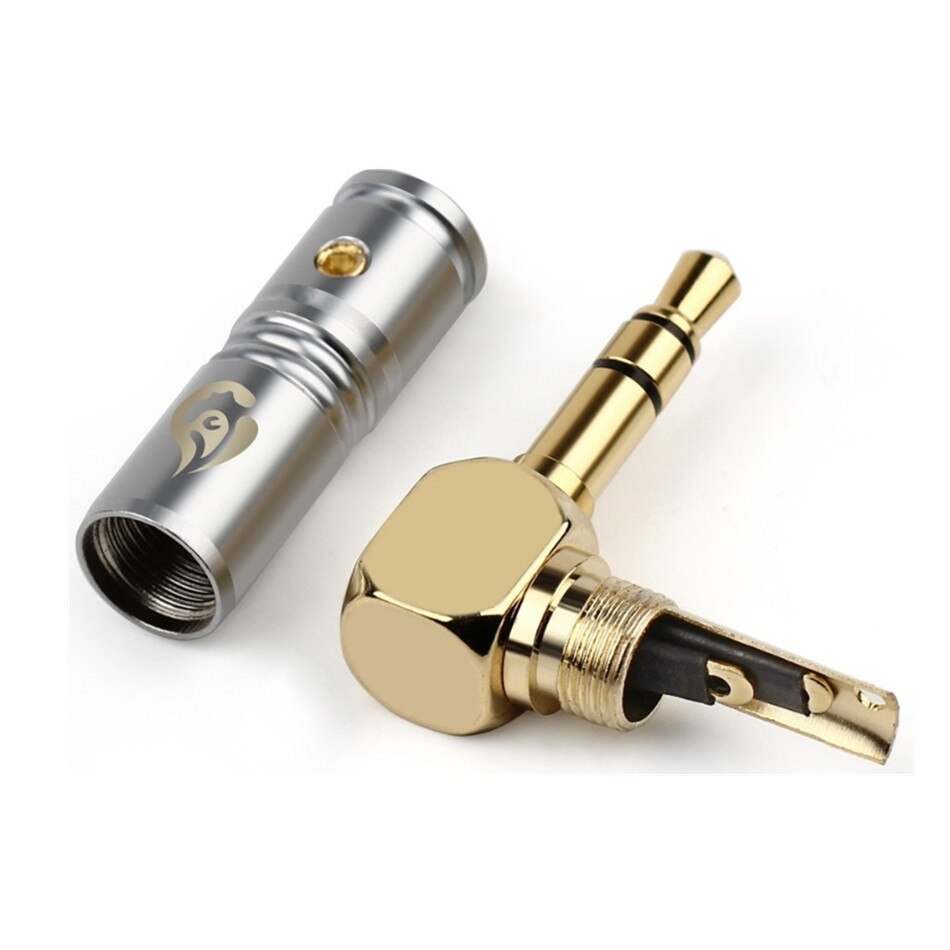 1pc Jack 3,5mm Rechten Winkel Kopfhörer Stecker 3 Pole Gold Überzogene Draht Anschluss für 4mm Kopfhörer Kabel DIY 25mmx 30,2mm Schwarz Silber