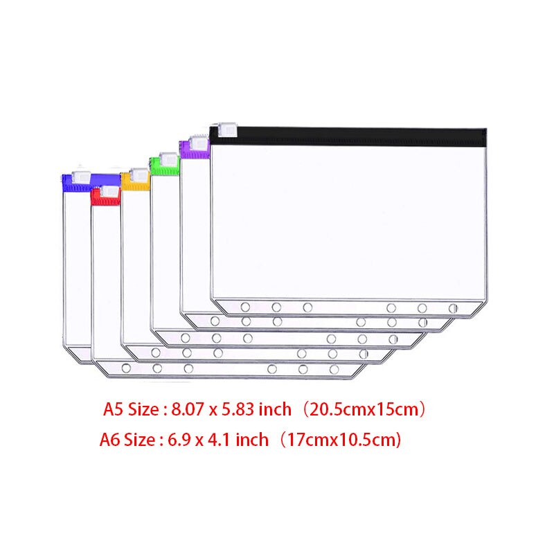 2pcs/lot File Organizer Storage Folder Standard Transparent PVC Loose Leaf Pouch with Self-Styled Zipper Filing Binder Document