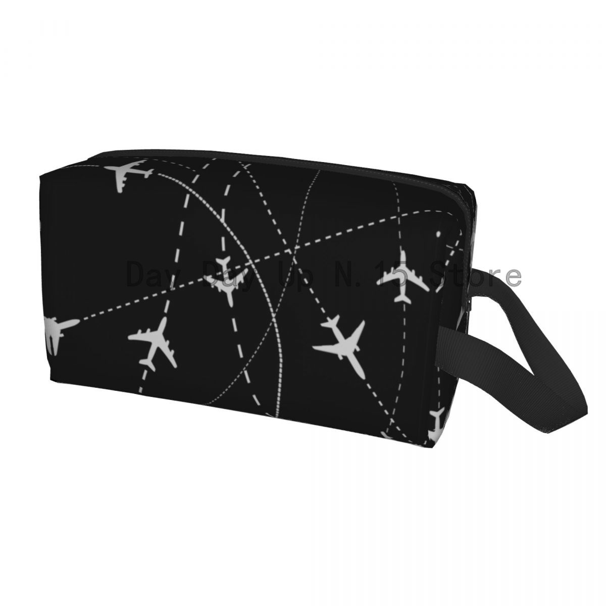 Pilot Captain Stripes Cosmetic Bag Large Capacity Aviation Airplane Aviator Makeup Case Beauty Storage Toiletry Bags: Dark Grey