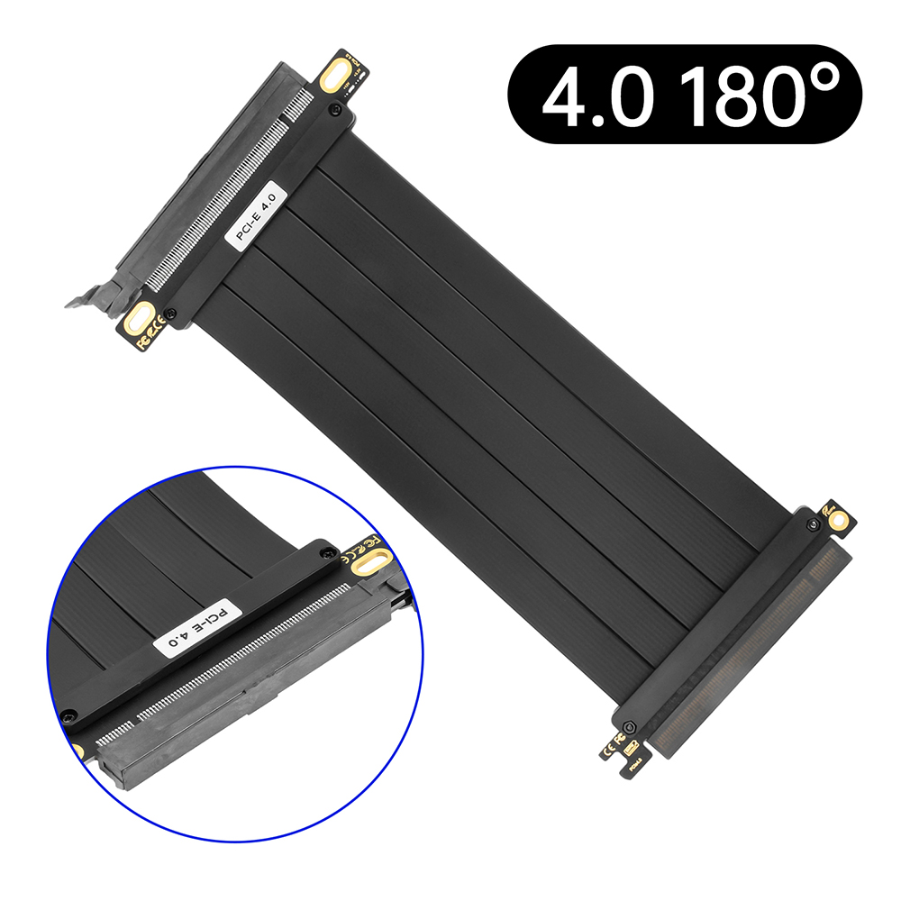Pci -e 4.0 3.0 16x stigerør-kabel 200mm 90/180- gradere skjermkortforlengelse skjermet fleksibel montering gpu-forlengelseskabel ledning: Lilla