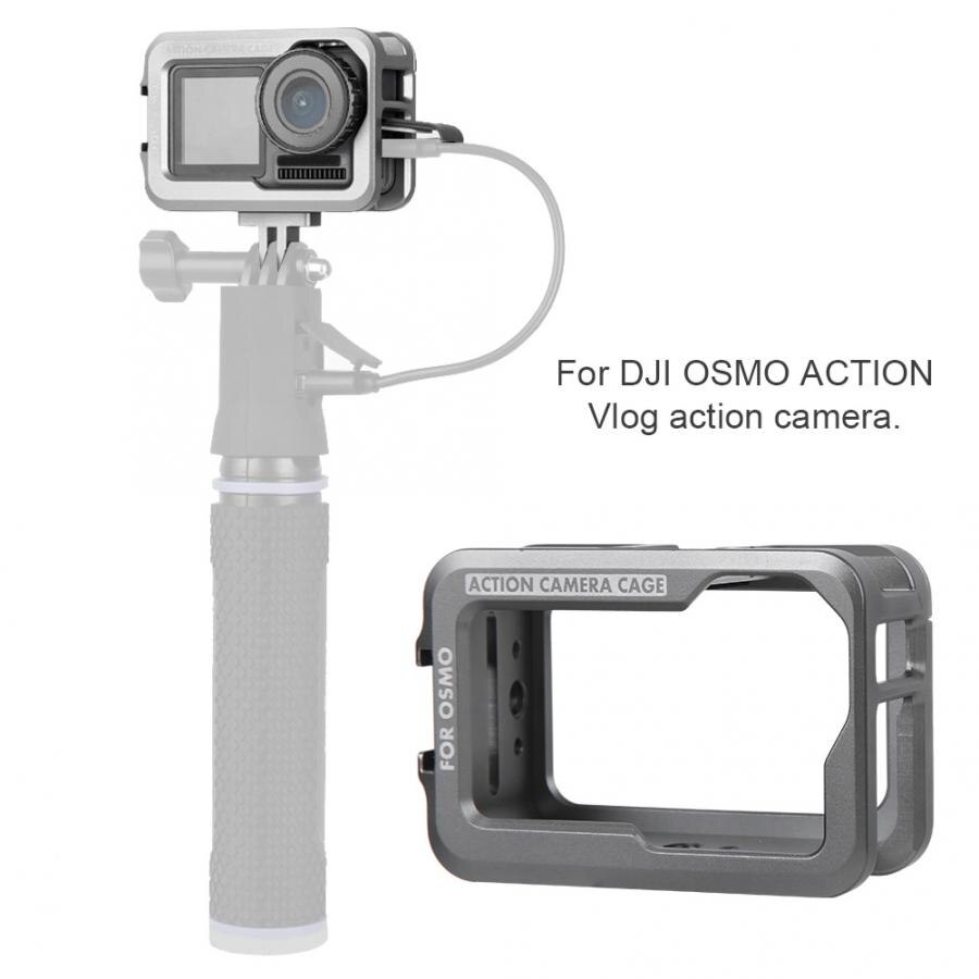 Metalen Kooi Case Voor Dji Osmo Actie Camera Vlog Case Extension Frame Met Dual Cold Shoe Slot Voor Microfoon Led video Licht